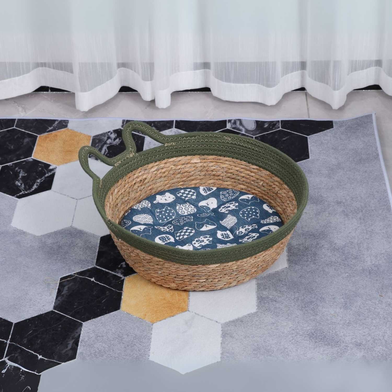 Krabmand Rattan Kat rattan kattenmand met kussen